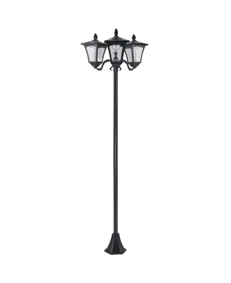 Outsunny 72" Solar Lamp Post, Triple-Head Street Light, All