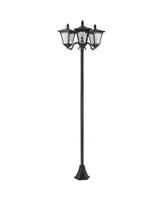 Outsunny 72" Solar Lamp Post, Triple-Head Street Light, All