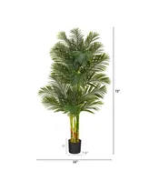 6' Triple Stalk Gold-Tone Cane Artificial Palm Tree