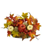 Nearly Natural Large Pumpkin, Gourd, Berry and Maple Leaf Artificial Arrangement