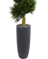 Nearly Natural 6' Spiral Cypress Artificial Tree in Cylinder Planter Uv Resistant