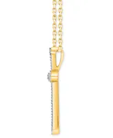 Diamond Round & Baguette 18" Pendant Necklace (1/2 ct. t.w.) in Sterling Silver & 14k Gold-Plate