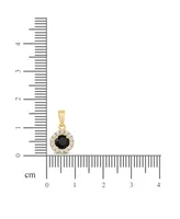 Black Diamond (3/8 ct. t.w.) & White Diamond (1/10 ct. t.w.) Halo 18" Pendant Necklace in 14k Gold