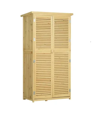 Outsunny 3' x 5' Wooden Garden Storage Shed, Sheds & Outdoor Storage with Asphalt Roof & 2 Large Wood Doors with Lock, Natural