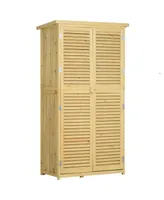 Outsunny 3' x 5' Wooden Garden Storage Shed, Sheds & Outdoor Storage with Asphalt Roof & 2 Large Wood Doors with Lock, Natural