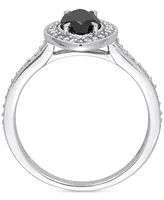 Black Diamond (1 ct. t.w.) & White (1/4 Marquise-Cut Halo Engagement Ring 14k Gold