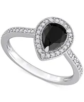 Black Diamond (1 ct. t.w.) & White (1/4 Pear-Cut Halo Engagement Ring 14k Gold