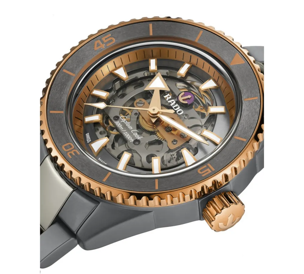 Rado Men's Swiss Automatic Captain Cook Skeleton Gray High-Tech Ceramic & Titanium Bracelet Watch 43mm