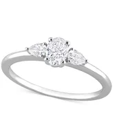 Diamond Oval- & Pear-Cut Three Stone Engagement Ring (1/2 ct. t.w.) 14k White Gold