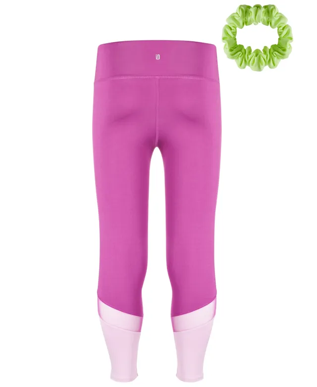 Id Ideology Big Girls Colorblocked Mesh 7/8 Length Leggings With Scrunchy,  Created by Macy's