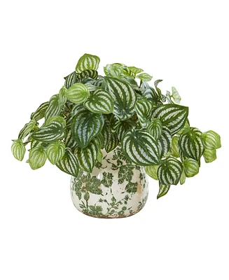 Nearly Natural Watermelon Peperomia Artificial Plant in Vase (Real Touch)