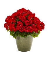 Nearly Natural 17" Geranium Artificial Plant Uv Resistant Indoor/Outdoor