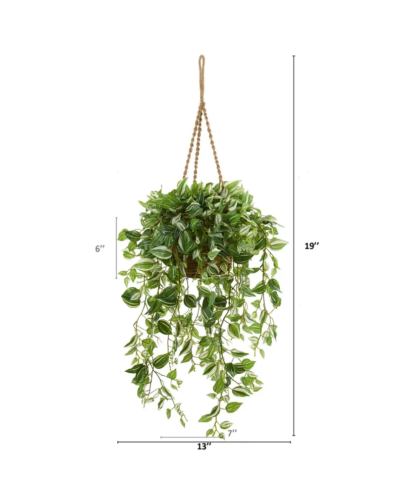 Nearly Natural 51" Wandering Jew Artificial Plant in Hanging Basket Real Touch