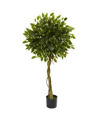 Nearly Natural 5' Ficus Artificial Topiary Tree, Uv Resistant