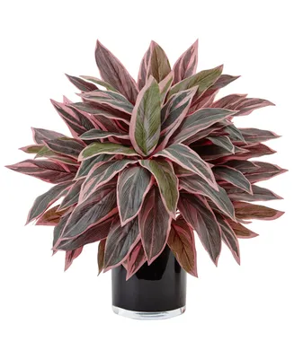 Nearly Natural Caladium Artificial Plant in Black Glossy Planter