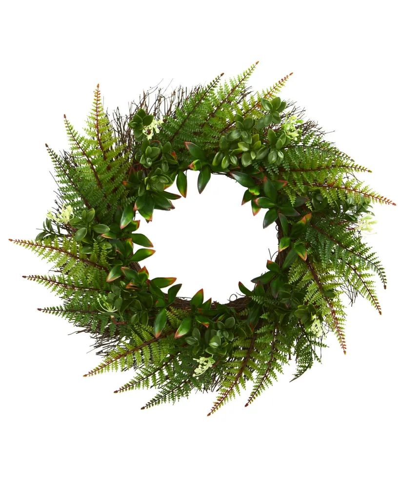 Nearly Natural 23" Assorted Fern Wreath