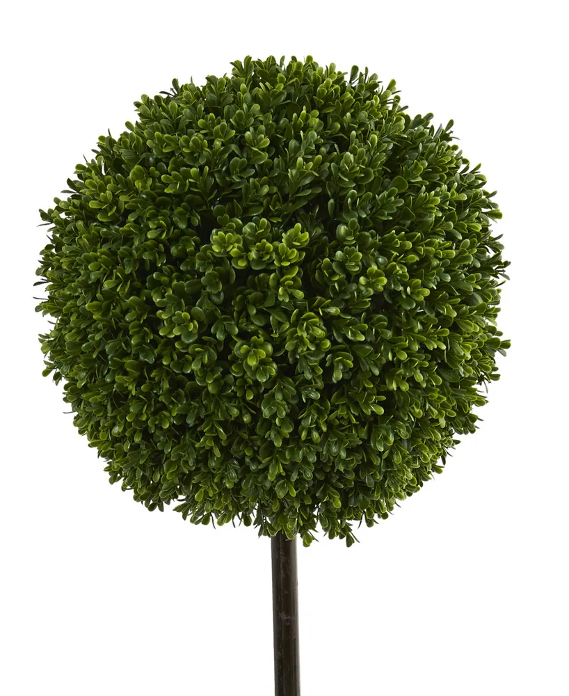 Nearly Natural 3.5' Boxwood Ball Topiary Artificial Tree in White Tower Planter Uv Resistant