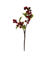 Nearly Natural 16" Holly Berry Artificial Flower, Set of 6