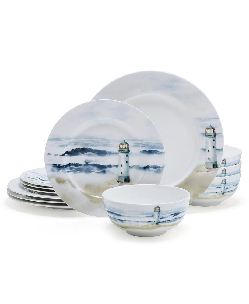 Mikasa Seaside Bone China 12 Piece Dinnerware Set, Service for 4