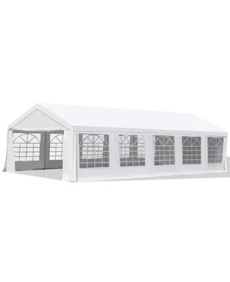 Outsunny 16' x 32' Large Outdoor Carport Canopy Party Tent with Removable Protective Sidewalls & Versatile Uses, White