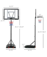 Soozier Basketball Hoop System Stand with Height Adjustable 5.5FT-7.5FT, Portable Wheels, Upgraded Base for Indoor Outdoor Use