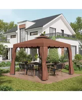 Outsunny 9.8' x 9.8' Gazebo Replacement Canopy, Gazebo Top Cover with Double Vented Roof for Garden Patio Outdoor (Top Only), Coffee