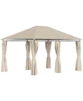 Outsunny 10' x 13' Outdoor Patio Gazebo Canopy Shelter with 6 Removable Sidewalls, & Steel Frame for Garden, Lawn, Backyard and Deck, Khaki