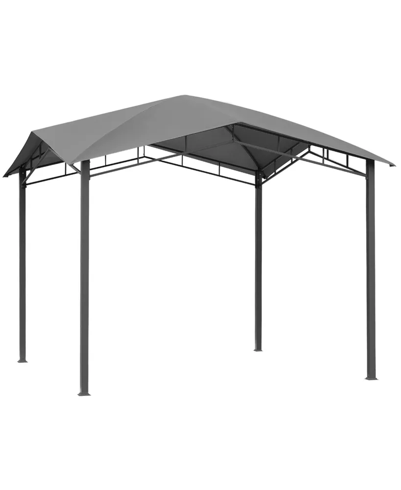 Outsunny 10' x 10' Soft Top Patio Gazebo Outdoor Canopy with Unique Geometric Design, Steel Frame, & Weather Roof Grey