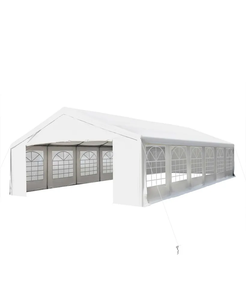 Outsunny 20' x 40' Large Outdoor Carport Canopy Party Tent with Removable Protective Sidewalls & Versatile Uses, White