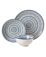 Tabletops Gallery Navy Pad Print 12 Pc. Dinnerware Set, Service for 4