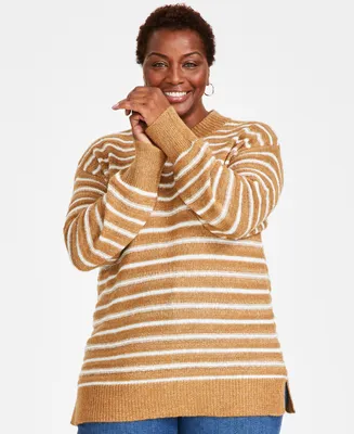 Style & Co Plus Striped Tunic Sweater, Created for Macy's