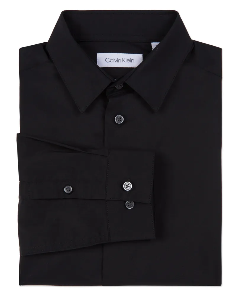 Calvin Klein Men's Long Sleeve Button Down Solid Shirt Black