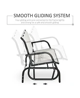 Outsunny 3-Person Patio Glider Bench, Outdoor Porch Glider Swing with 3 Seats, Breathable Mesh Fabric, Metal Frame, Cream White