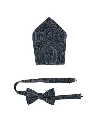 Trafalgar Men's Sobee Paisley Silk Bow Tie & Pocket Square Set