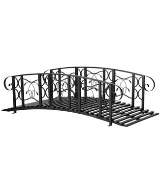 Outsunny 6' Metal Arch Backyard Garden Bridge with 660 lbs. Weight Capacity, Safety Siderails, Vine Motifs, & Easy Assembly for Backyard Creek