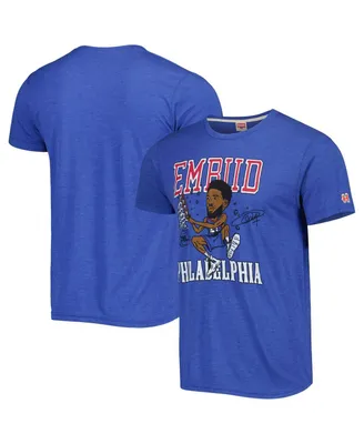 Men's Homage Joel Embiid Royal Philadelphia 76ers Caricature Tri-Blend T-shirt