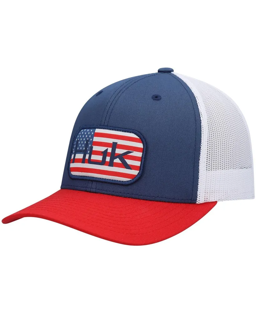 Huk Men's Huk Blue Americana Color Block Trucker Snapback Hat