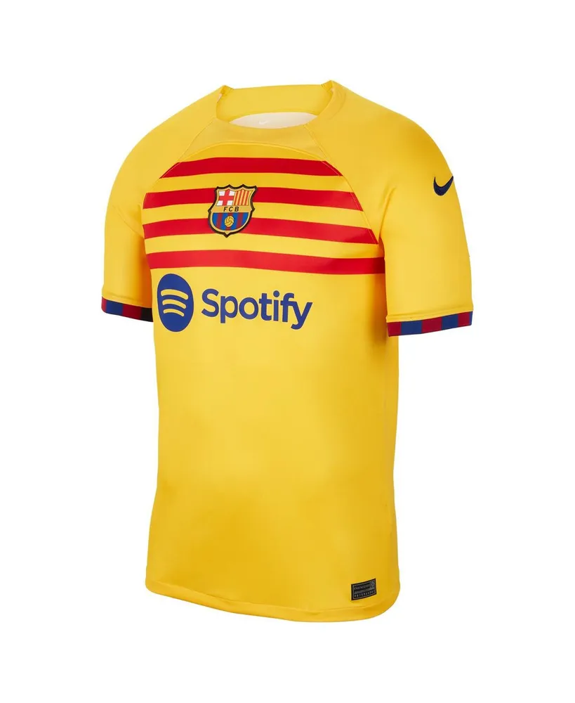 Big Boys and Girls Nike Robert Lewandowski Yellow Barcelona 2022/23 Fourth Breathe Stadium Replica Player Jersey