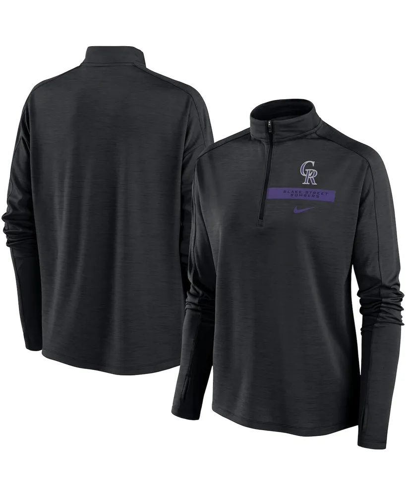 Women's Nike Black Colorado Rockies Primetime Raglan Quarter-Zip Top