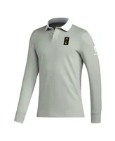 Men's adidas 2023 Player Gray Columbus Crew Travel Long Sleeve Polo Shirt