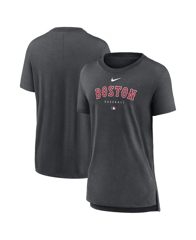 Women's Nike Heather Charcoal Boston Red Sox Authentic Collection Early Work Tri-Blend T-shirt