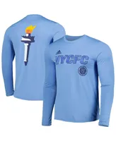 Men's adidas Sky Blue New York City Fc Jersey Hook Aeroready Long Sleeve T-shirt