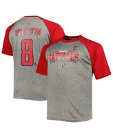 Men's Fanatics Alexander Ovechkin Heather Gray, Red Washington Capitals Big and Tall Captain Patch Contrast Raglan Name Number T-shirt