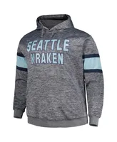 Men's Heather Charcoal Seattle Kraken Big and Tall Stripe Pullover Hoodie