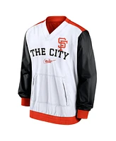 Men's Nike White, Orange San Francisco Giants Rewind Warmup V-Neck Pullover Jacket