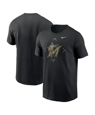 Men's Nike Black Miami Marlins Camo Logo T-shirt