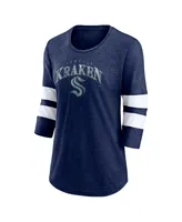 Men's Fanatics Heather Navy Seattle Kraken Special Edition 2.0 Barn Burner 3/4 Sleeve T-shirt