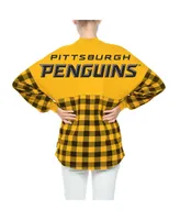 Women's Fanatics Gold Pittsburgh Penguins Buffalo Check Long Sleeve T-shirt