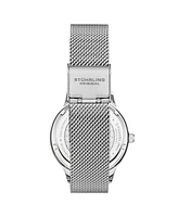 Stuhrling Women's Quartz Crystal Studded SilverCase and Dilver Mesh Bracelet, Silver Hands and Markers Watch