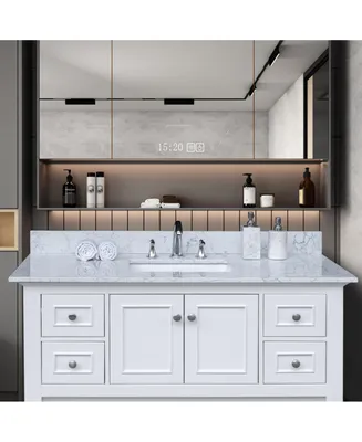 Simplie Fun 43 X 22 Bathroom Stone Vanity Top Engineered Stone Carrara Marble With Rectangle